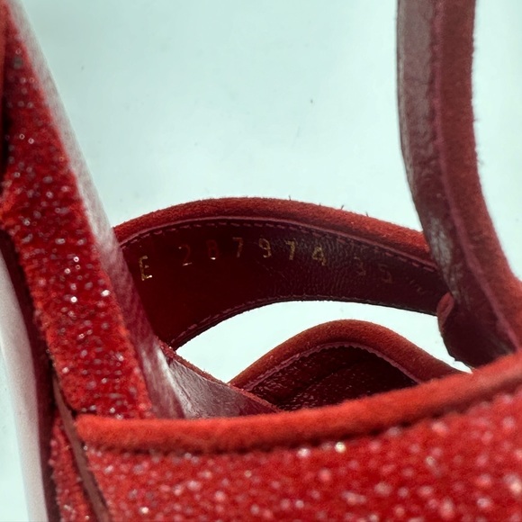 Yves Saint Laurent YSL Tribute 75 Red Glitter Sandals Size 35.5 EU / 5.5 US NWOB - Picture 8 of 10